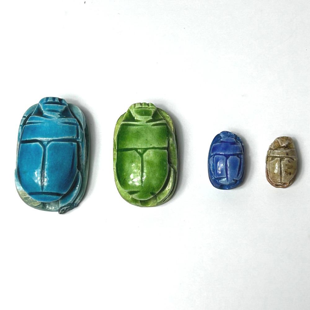 Scarab Beetle Amulet Figurines OS Multicolor Egyptian Decor Set of 4 Sizes - Picture 1 of 11
